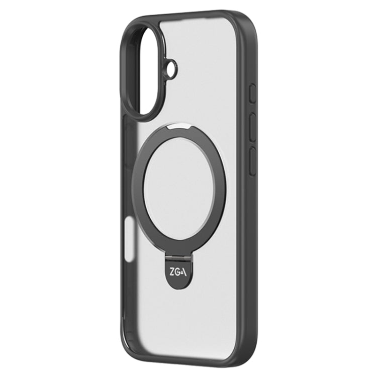 For iPhone 16 Plus ZGA Magsafe Holder PC Hybrid TPU Phone Case(Black) - iPhone 16 Plus Cases by ZGA | Online Shopping UK | buy2fix