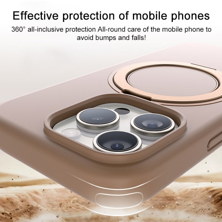 For iPhone 16 Pro TGVIS GEEK Series MagSafe Silicone Phone Case with Rotating Holder(Bronze) - iPhone 16 Pro Cases by TGVIS | Online Shopping UK | buy2fix