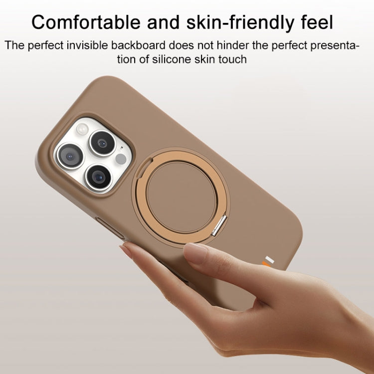 For iPhone 16 Pro TGVIS GEEK Series MagSafe Silicone Phone Case with Rotating Holder(Bronze) - iPhone 16 Pro Cases by TGVIS | Online Shopping UK | buy2fix