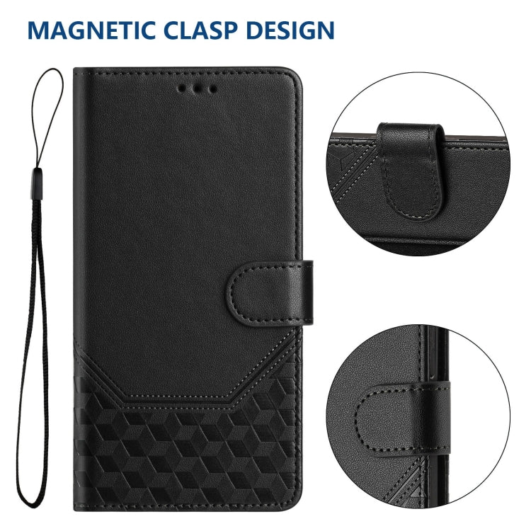 For Samsung Galaxy S25+ 5G Honeycomb Embossing RFID Leather Phone Case(Black) - Galaxy S25+ 5G Cases by buy2fix | Online Shopping UK | buy2fix