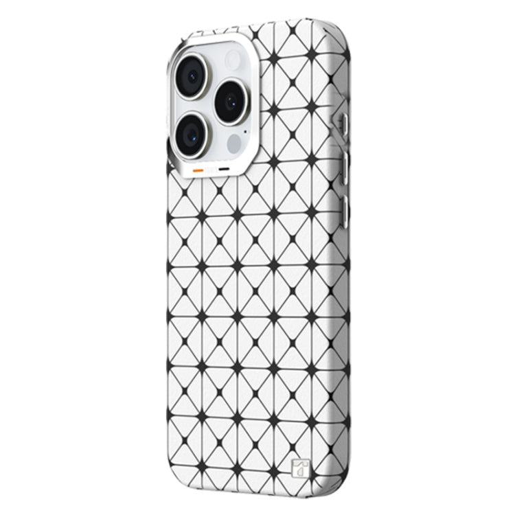 For iPhone 16 Pro Max TGVIS VIDA Series MagSafe Magnetic PU Leather Phone Case(Silver Plaid) - iPhone 16 Pro Max Cases by TGVIS | Online Shopping UK | buy2fix