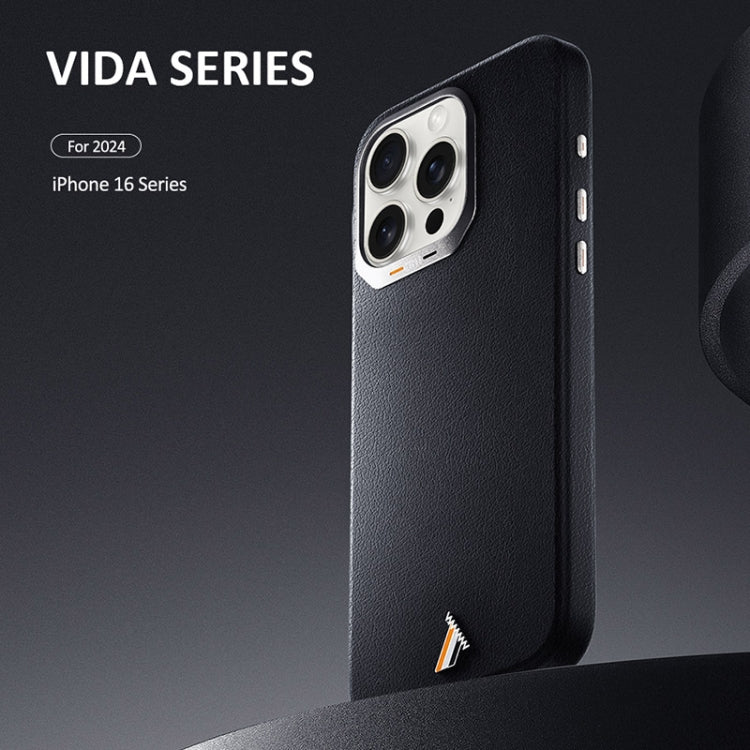 For iPhone 16 TGVIS VIDA Series MagSafe Magnetic PU Leather Phone Case(Black) - iPhone 16 Cases by TGVIS | Online Shopping UK | buy2fix