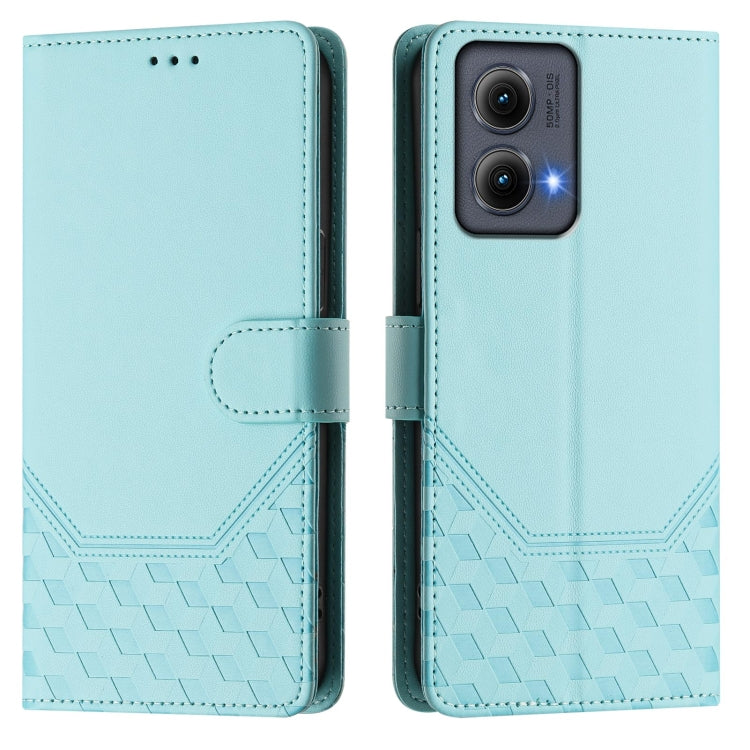 For Motorola Edge 5G 2024 Honeycomb Embossing RFID Leather Phone Case(Mint Green) - Motorola Cases by buy2fix | Online Shopping UK | buy2fix