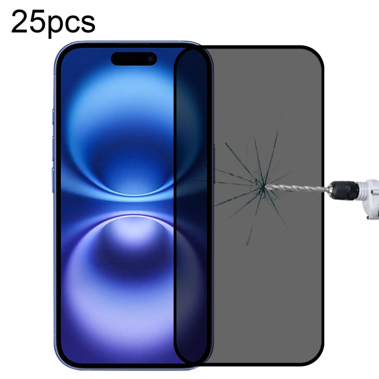 For iPhone 16 25pcs Full Cover Anti-spy Silk Screen Tempered Glass Film - iPhone 16 Tempered Glass by buy2fix | Online Shopping UK | buy2fix