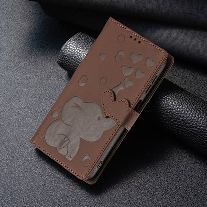 For iPhone 16 Pro Cartoon Elephant Embossed Leather Phone Case(Brown) - iPhone 16 Pro Cases by buy2fix | Online Shopping UK | buy2fix