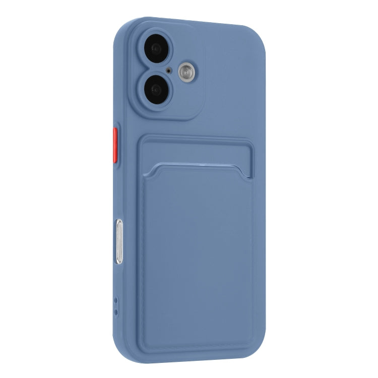 For iPhone 16 Skin Feel Card Contrast Color Button TPU Phone Case(Gray) - iPhone 16 Cases by buy2fix | Online Shopping UK | buy2fix