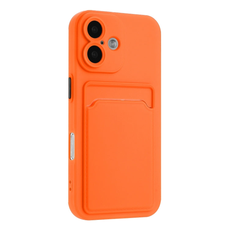 For iPhone 16 Plus Skin Feel Card Contrast Color Button TPU Phone Case(Orange) - iPhone 16 Plus Cases by buy2fix | Online Shopping UK | buy2fix