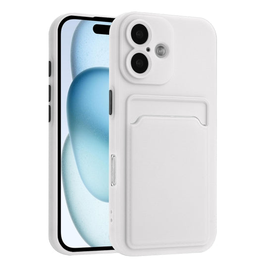 For iPhone 16 Plus Skin Feel Card Contrast Color Button TPU Phone Case(White) - iPhone 16 Plus Cases by buy2fix | Online Shopping UK | buy2fix