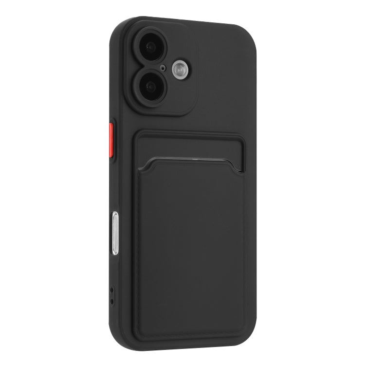 For iPhone 16 Plus Skin Feel Card Contrast Color Button TPU Phone Case(Black) - iPhone 16 Plus Cases by buy2fix | Online Shopping UK | buy2fix