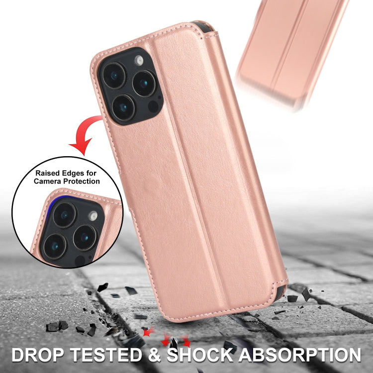 For iPhone 16 Pro Max Shockproof PU + TPU Leather Phone Case(Rose Gold) - iPhone 16 Pro Max Cases by buy2fix | Online Shopping UK | buy2fix