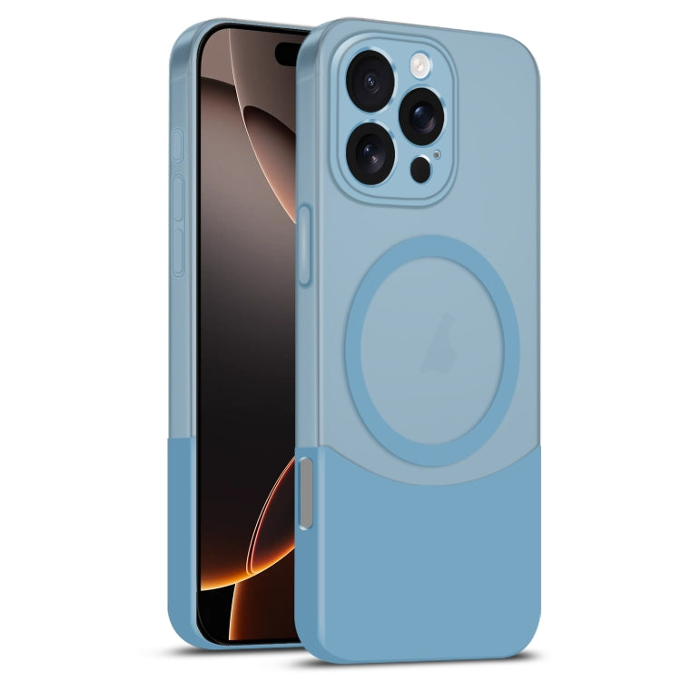 For iPhone 16 Pro Max Dual Color Stitching MagSafe Magnetic PC Phone Case(Blue) - iPhone 16 Pro Max Cases by buy2fix | Online Shopping UK | buy2fix