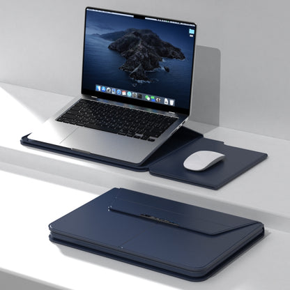 Multifunctional Laptop PU Magnetic Stand Split Liner Bag with Mouse Pad Function, Size:13-14 inch(Dark Blue) - 13.3 inch by buy2fix | Online Shopping UK | buy2fix