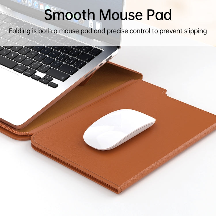 Multifunctional Laptop PU Magnetic Stand Split Liner Bag with Mouse Pad Function, Size:15 inch(Grey) - 15 inch by buy2fix | Online Shopping UK | buy2fix