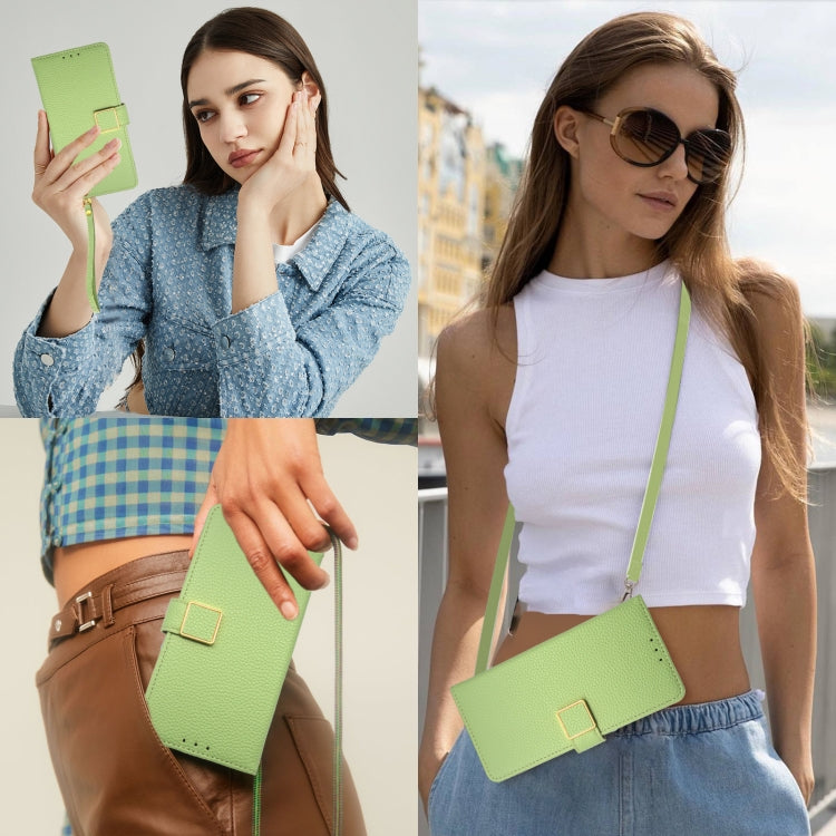 For iPhone 16 Pro Max Crossbody Litchi Texture Square Buckle Leather Phone Case(Green) - iPhone 16 Pro Max Cases by buy2fix | Online Shopping UK | buy2fix