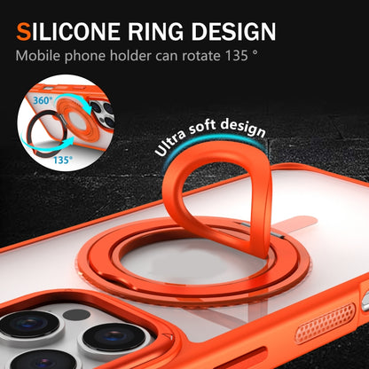 For iPhone 16 Skin Feel Transparent 360 Degree Rotating Silicone Ring Holder Phone Case(Black) - iPhone 16 Cases by buy2fix | Online Shopping UK | buy2fix