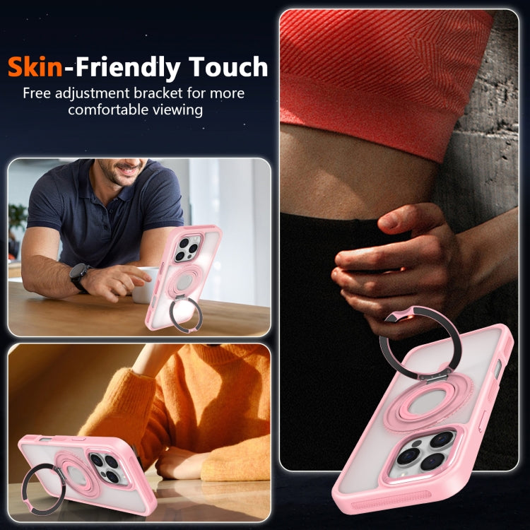 For iPhone 16 Skin Feel Transparent 360 Degree Rotating Silicone Ring Holder Phone Case(Purple) - iPhone 16 Cases by buy2fix | Online Shopping UK | buy2fix