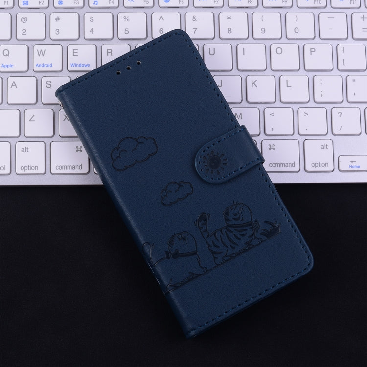 For iPhone 16 Pro Cute Cats RFID Leather Phone Case(Blue) - iPhone 16 Pro Cases by buy2fix | Online Shopping UK | buy2fix