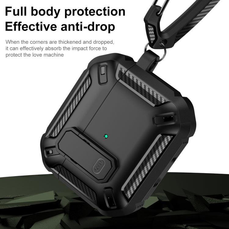 For AirPods 4 Shield Shockproof Earphone Protective Case with Hook(Black Green) - For AirPods 4 by buy2fix | Online Shopping UK | buy2fix