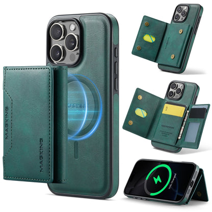 For iPhone 16 Pro Max DG.MING MAGKING-K2 Series MagSafe RFID Card Bag Detachable Phone Case(Green) - iPhone 16 Pro Max Cases by DG.MING | Online Shopping UK | buy2fix