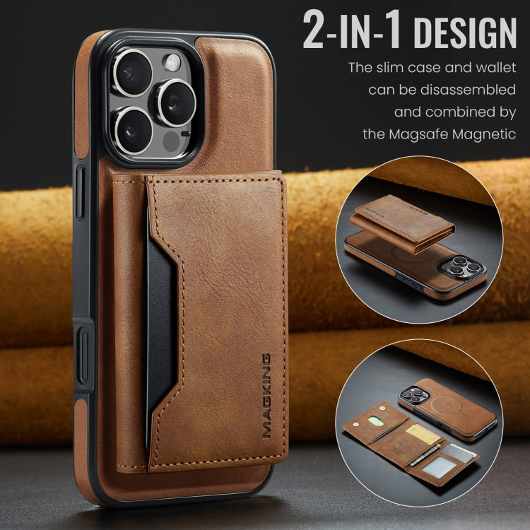 For iPhone 16 Pro DG.MING MAGKING-K2 Series MagSafe RFID Card Bag Detachable Phone Case(Brown) - iPhone 16 Pro Cases by DG.MING | Online Shopping UK | buy2fix