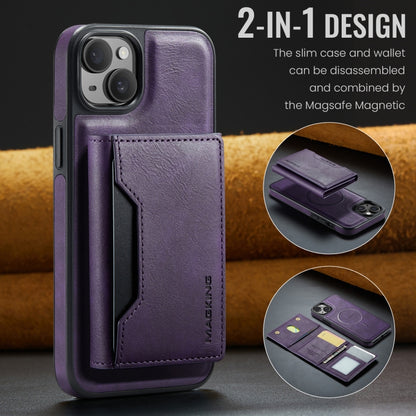 For iPhone 13 DG.MING MAGKING-K2 Series MagSafe RFID Card Bag Detachable Phone Case(Purple) - iPhone 13 Cases by DG.MING | Online Shopping UK | buy2fix