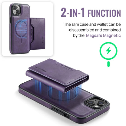 For iPhone 13 DG.MING MAGKING-K2 Series MagSafe RFID Card Bag Detachable Phone Case(Purple) - iPhone 13 Cases by DG.MING | Online Shopping UK | buy2fix