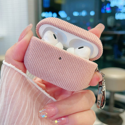 For AirPods Pro Corduroy Cloth Pattern Earphone Protective Case(Pink) - For AirPods Pro by buy2fix | Online Shopping UK | buy2fix