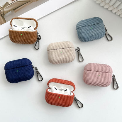 For AirPods Pro Corduroy Cloth Pattern Earphone Protective Case(Khaki) - For AirPods Pro by buy2fix | Online Shopping UK | buy2fix