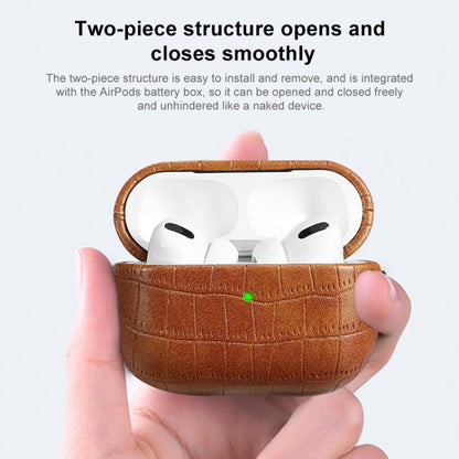 For AirPods 3 Crocodile Texture Earphone Protective Case(Light Brown) - For AirPods 3 by buy2fix | Online Shopping UK | buy2fix