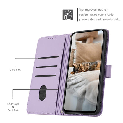 For Motorola Moto G Play 4G 2024 Embossed Kitten Phone Leather Case with Lanyard(Purple) - Motorola Cases by buy2fix | Online Shopping UK | buy2fix