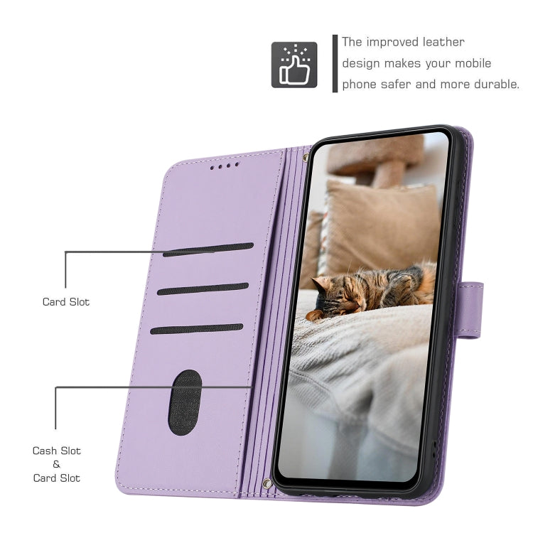 For Motorola Moto G Power 5G 2024 Embossed Kitten Phone Leather Case with Lanyard(Purple) - Motorola Cases by buy2fix | Online Shopping UK | buy2fix