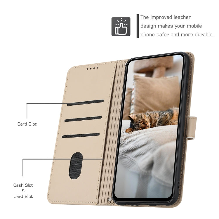 For Motorola Moto G Power 5G 2024 Embossed Kitten Phone Leather Case with Lanyard(Beige) - Motorola Cases by buy2fix | Online Shopping UK | buy2fix