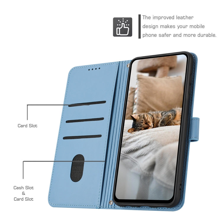 For Motorola Moto G Power 5G 2024 Embossed Kitten Phone Leather Case with Lanyard(Blue) - Motorola Cases by buy2fix | Online Shopping UK | buy2fix