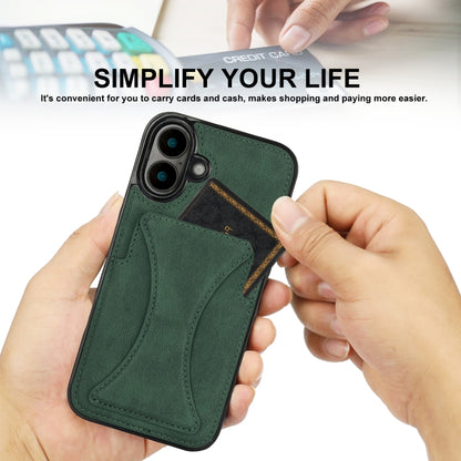 For iPhone 16 Ultra-thin Shockproof Phone Protective Case with Holder(Green) - iPhone 16 Cases by buy2fix | Online Shopping UK | buy2fix