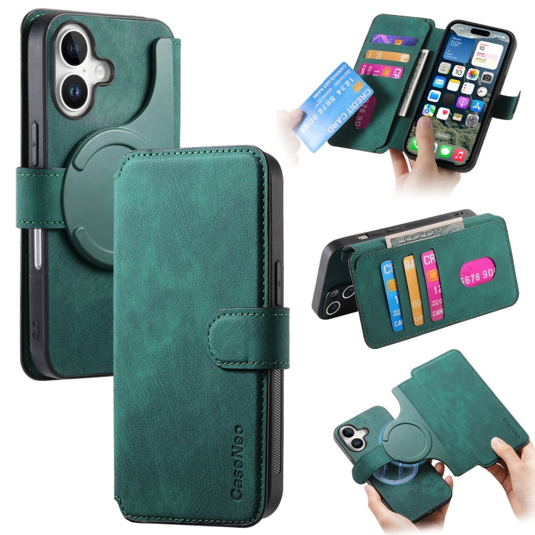 For iPhone 16 CaseNeo MagSafe RFID Anti-theft Retro Leather Phone Case(Green) - iPhone 16 Cases by CaseNeo | Online Shopping UK | buy2fix