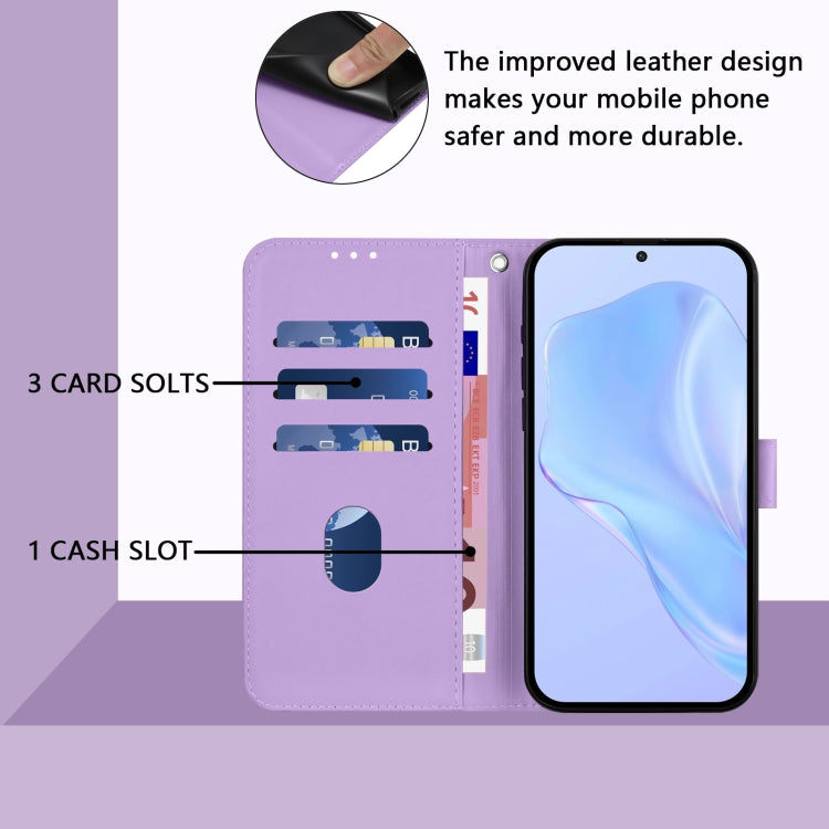 For Boost MobIle Celero 5G 2024 / 3 5G Skin Feel Solid Color Leather Phone Case with Lanyard(Lavender Purple) - More Brand by buy2fix | Online Shopping UK | buy2fix