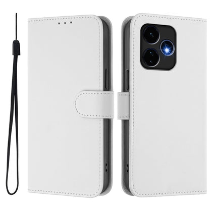 For Boost MobIle Celero 5G+ 2024 / 3+ 5G Skin Feel Solid Color Leather Phone Case with Lanyard(White) - More Brand by buy2fix | Online Shopping UK | buy2fix