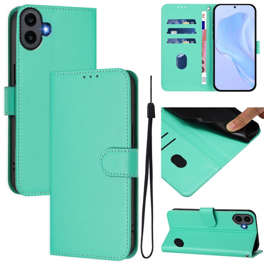 For Nothing CMF Phone 1 Skin Feel Solid Color Leather Phone Case with Lanyard(Green) - More Brand by buy2fix | Online Shopping UK | buy2fix