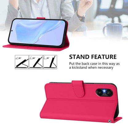 For Sony Xperia 5 VI 2024 Skin Feel Solid Color Leather Phone Case with Lanyard(Rose Red) - Sony Cases by buy2fix | Online Shopping UK | buy2fix