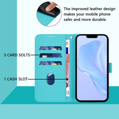 For iPhone 16 Pro Skin Feel Solid Color Leather Phone Case with Lanyard(Lake Blue) - iPhone 16 Pro Cases by buy2fix | Online Shopping UK | buy2fix