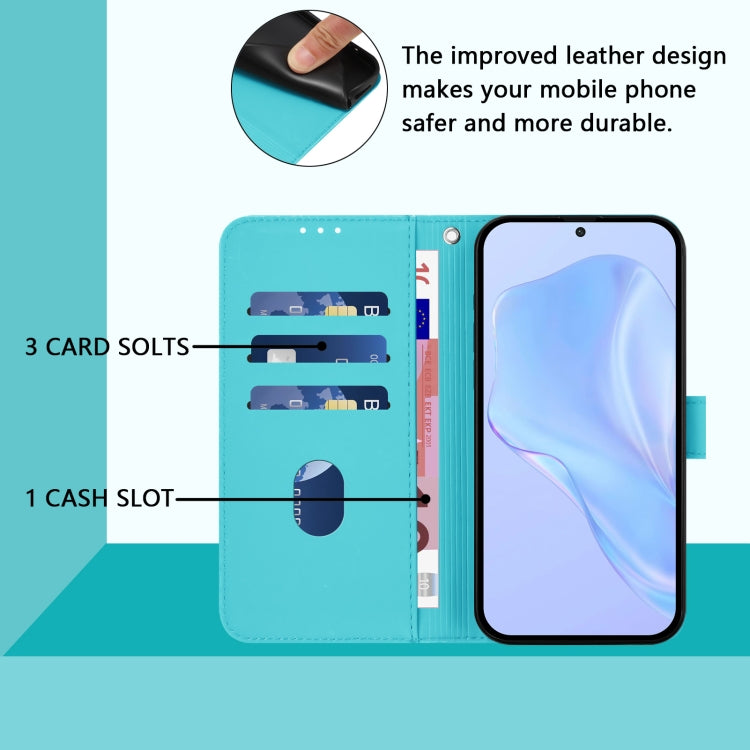 For Tecno Spark Go 2024 4G Skin Feel Solid Color Leather Phone Case with Lanyard(Lake Blue) - Tecno Cases by buy2fix | Online Shopping UK | buy2fix