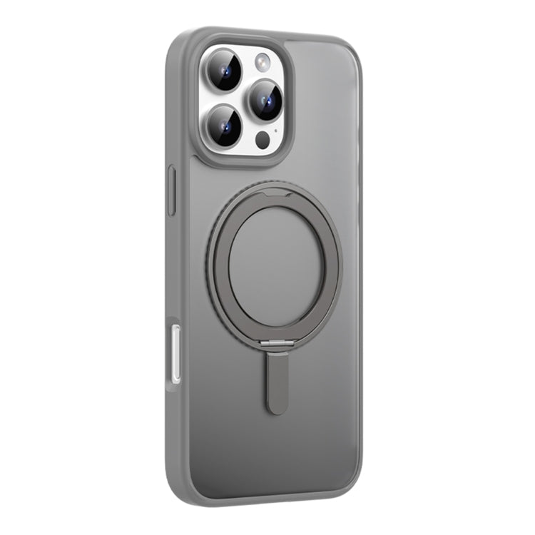 For iPhone 16 Pro Mutural Armor Series MagSafe Magnetic Holder Phone Case(Grey) - iPhone 16 Pro Cases by Mutural | Online Shopping UK | buy2fix