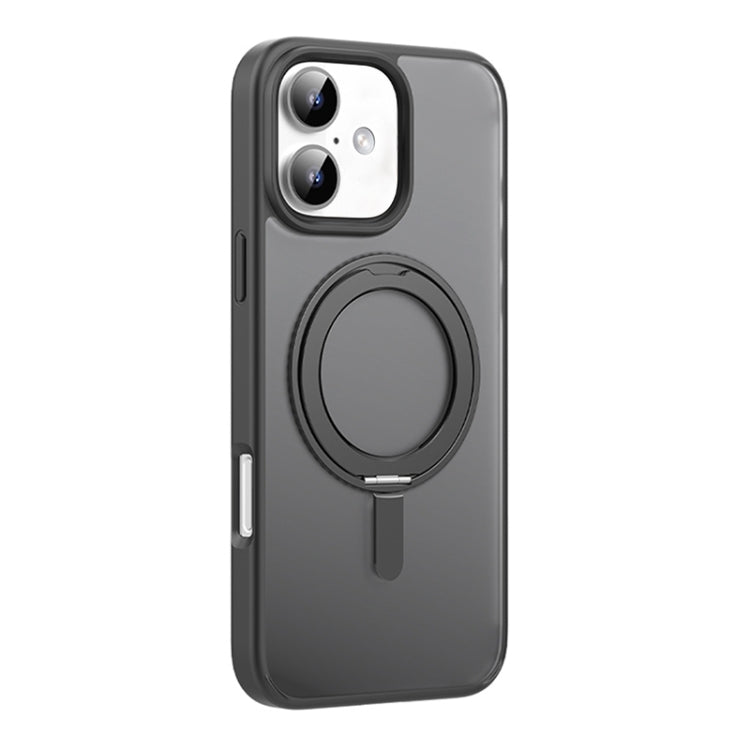 For iPhone 16 Mutural Armor Series MagSafe Magnetic Holder Phone Case(Black) - iPhone 16 Cases by Mutural | Online Shopping UK | buy2fix