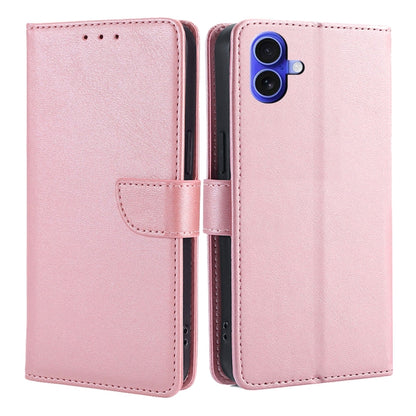 For iPhone 16 Calf Texture Buckle Flip Leather Phone Case(Rose Gold) - iPhone 16 Cases by buy2fix | Online Shopping UK | buy2fix