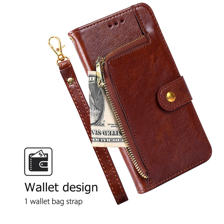 For iPhone 16 Zipper Bag Leather Phone Case(Brown) - iPhone 16 Cases by buy2fix | Online Shopping UK | buy2fix