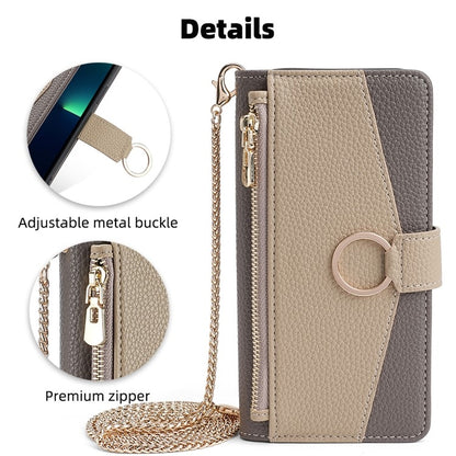 For iPhone 16 Crossbody Litchi Texture Leather Phone Case(Grey) - iPhone 16 Cases by buy2fix | Online Shopping UK | buy2fix