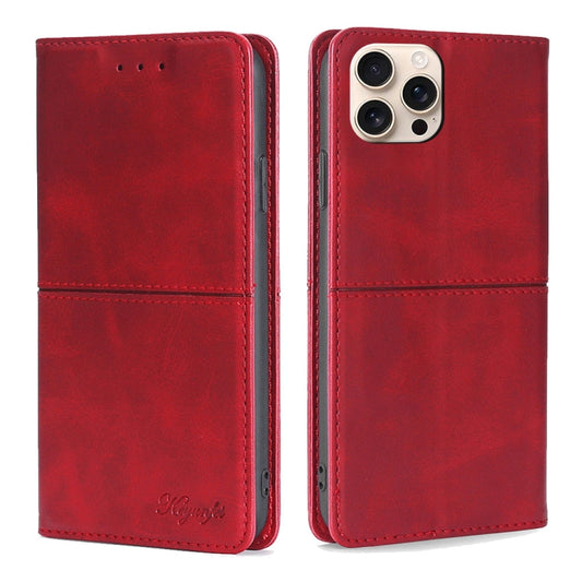 For iPhone 16 Pro Cow Texture Magnetic Leather Phone Case(Red) - iPhone 16 Pro Cases by buy2fix | Online Shopping UK | buy2fix