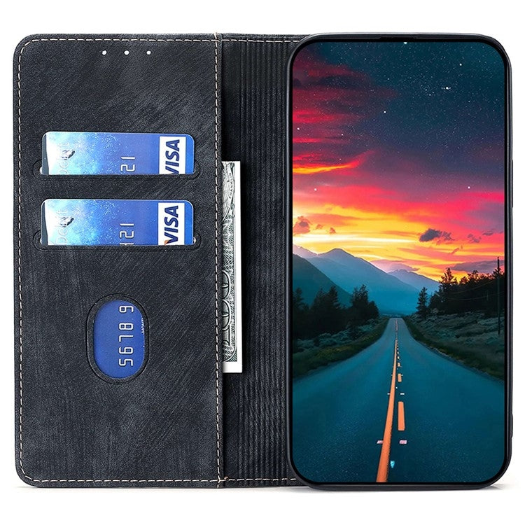 For iPhone 16 Pro Max RFID Anti-theft Brush Magnetic Leather Phone Case(Black) - iPhone 16 Pro Max Cases by buy2fix | Online Shopping UK | buy2fix