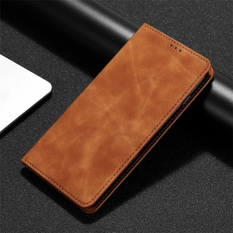 For iPhone 16 Skin Feel Magnetic Leather Phone Case(Light Brown) - iPhone 16 Cases by buy2fix | Online Shopping UK | buy2fix