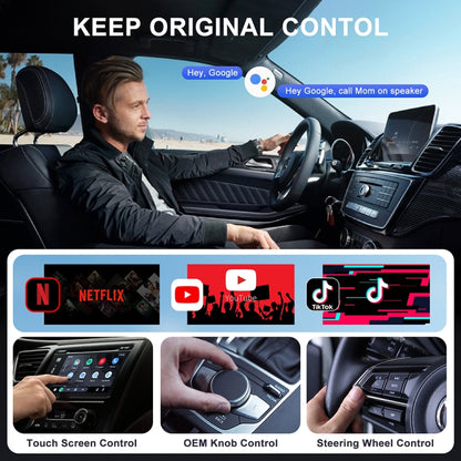 USB Interface Wired to Wireless CarPlay Auto Adapter for Android, Specification:Round(Carbon Fiber) - Bluetooth Adapters by buy2fix | Online Shopping UK | buy2fix